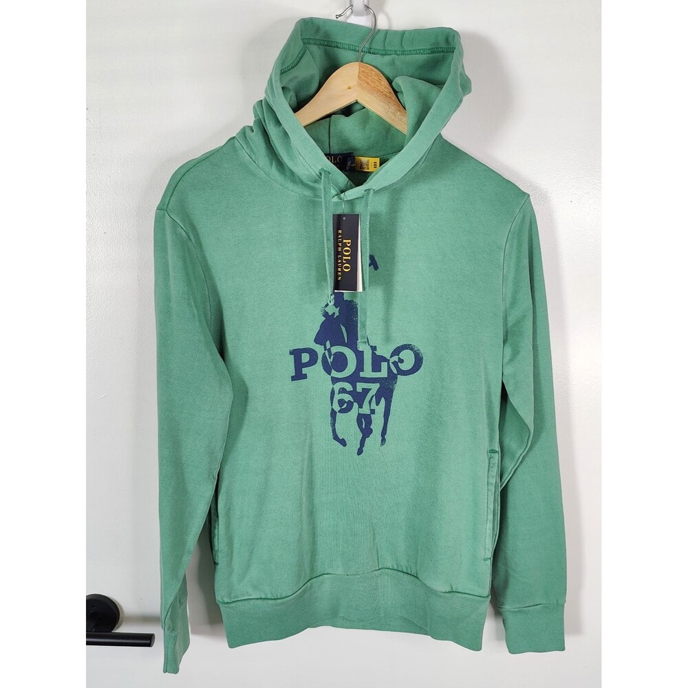 Polo Ralph Lauren Size XS Polo 67 Logo Green Washed Hoodie Pony New